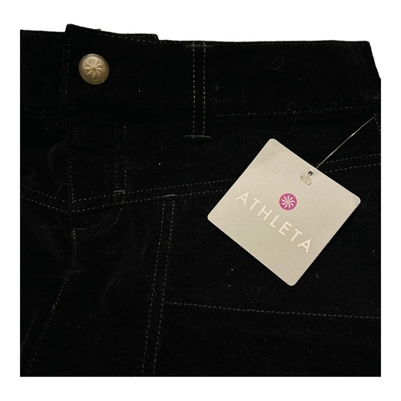 NEW Athleta Cotton Black Mini Skirt Velour Velvet Short Pockets Womens M - Picture 5 of 6